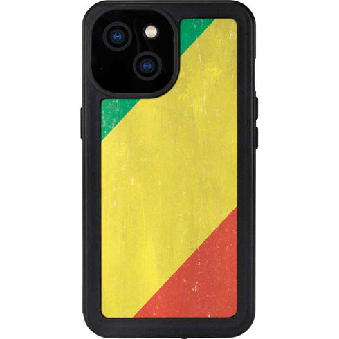 Republic of the Congo Flag Distressed iPhone 15 Waterproof Case